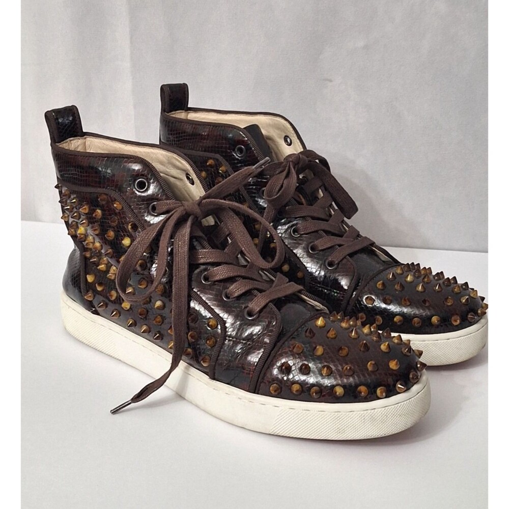 Barocco Los Angeles Spiked Studded Leather High Top Sneakers Mens 10 Croc Print